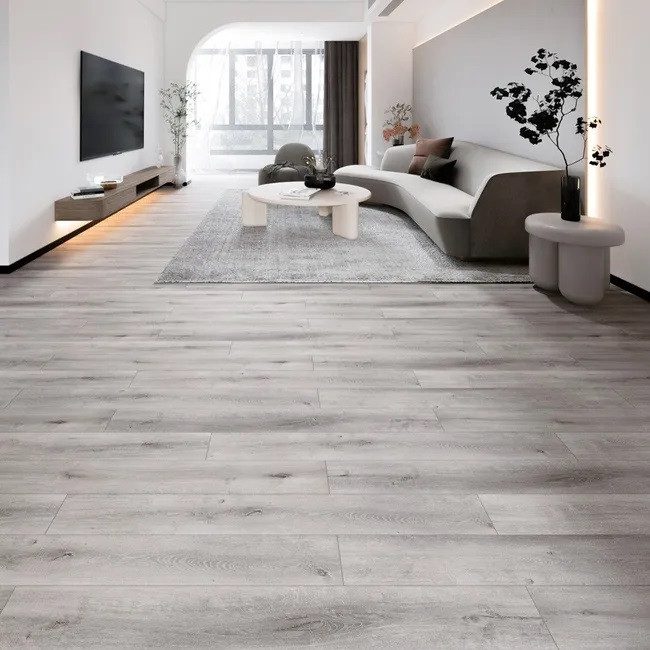 Lames PVC clipsable - sous couche intégrée 6 mm - Gris Leccio Dimension L122,4 cm x L18,3cm